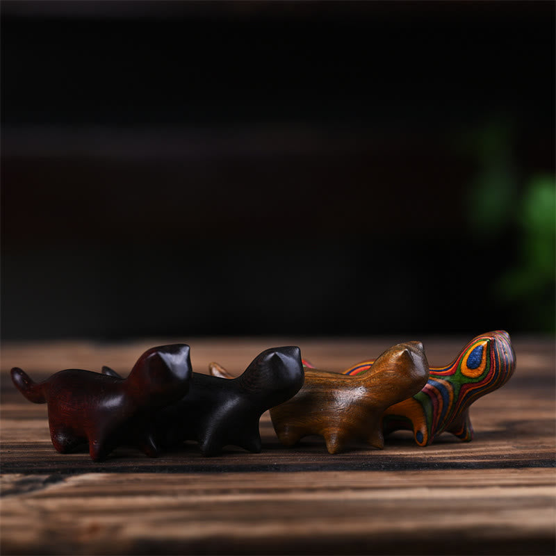 Buddha Stones Green Sandalwood Small Leaf Red Sandalwood Ebony Wood Rainbow Wood Lucky Mini Walking Cat Positive Decoration - image 20