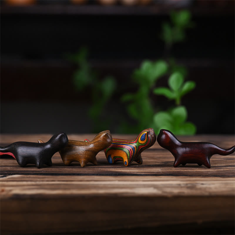 Buddha Stones Green Sandalwood Small Leaf Red Sandalwood Ebony Wood Rainbow Wood Lucky Mini Walking Cat Positive Decoration - image 1