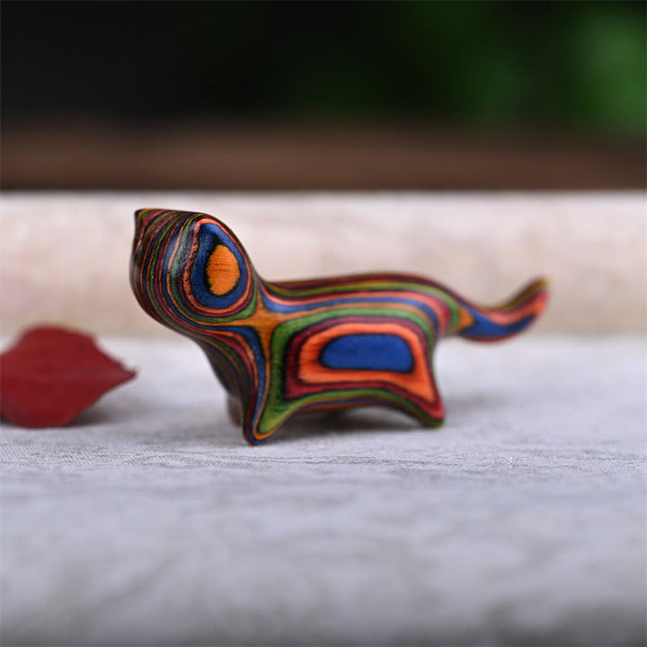 Buddha Stones Green Sandalwood Small Leaf Red Sandalwood Ebony Wood Rainbow Wood Lucky Mini Walking Cat Positive Decoration - image 16