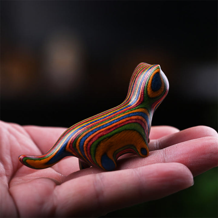 Buddha Stones Green Sandalwood Small Leaf Red Sandalwood Ebony Wood Rainbow Wood Lucky Mini Walking Cat Positive Decoration - image 17