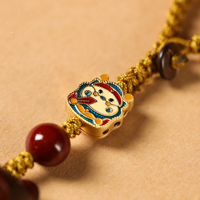 Buddha Stones Small Leaf Red Sandalwood Green Sandalwood Sandalwood Lucky Cat Protection Key Chain Phone Hanging Decoration - image 8