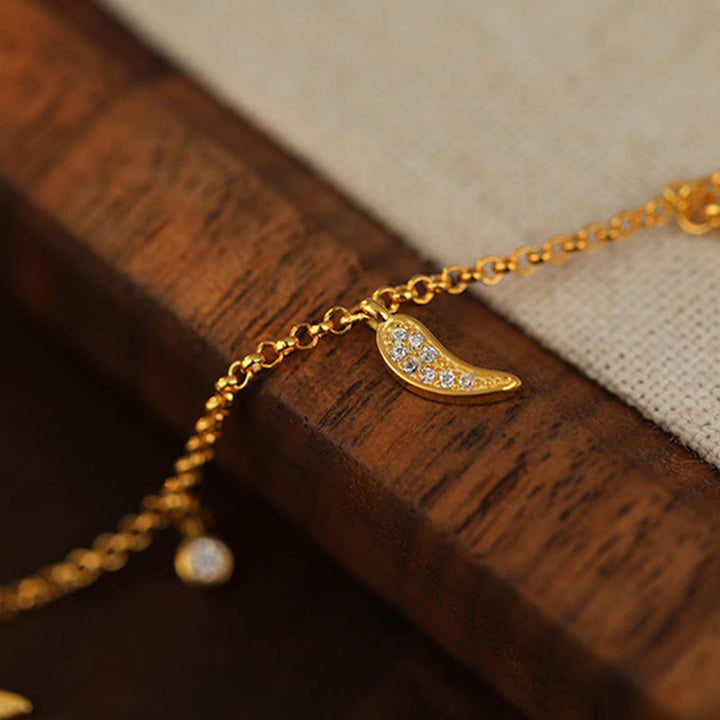 Buddha Stones 925 Sterling Silver Zircon Little Pepper Charm Protection Anklet - image 6