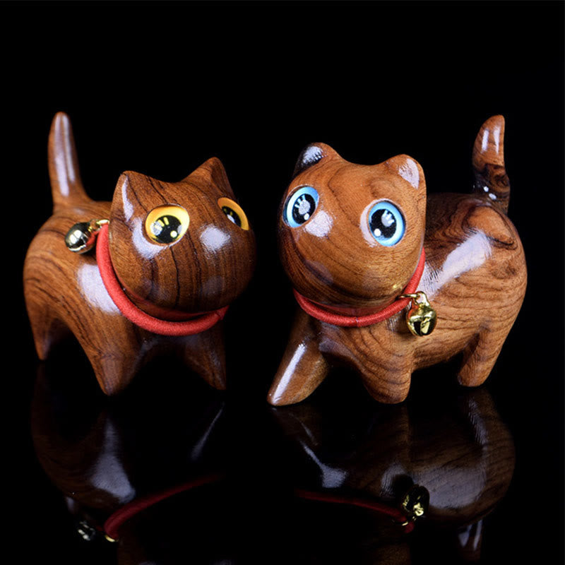 Buddha Stones Rosewood Carving Cat Warmth Home Decoration - image 9