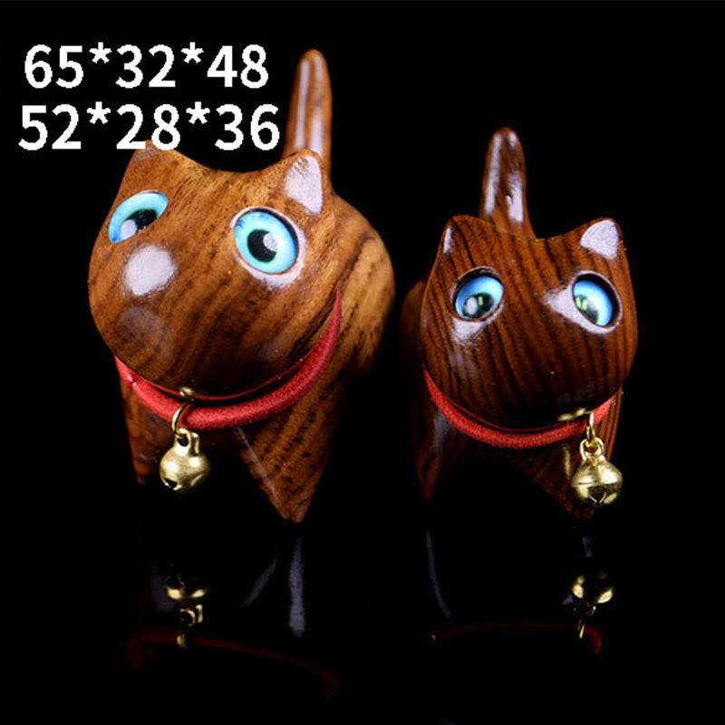 Buddha Stones Rosewood Carving Cat Warmth Home Decoration - image 8