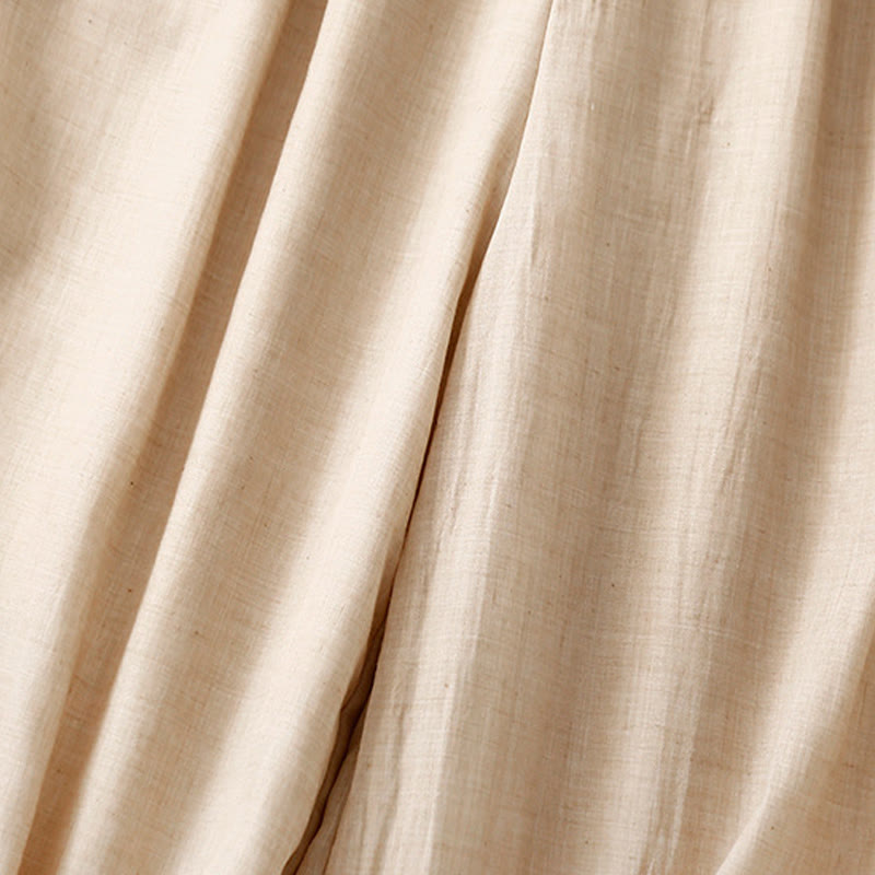 Buddha Stones Casual Plain Color Chinese Frog Button Cotton Linen Women's Wide Leg Pants - image 13