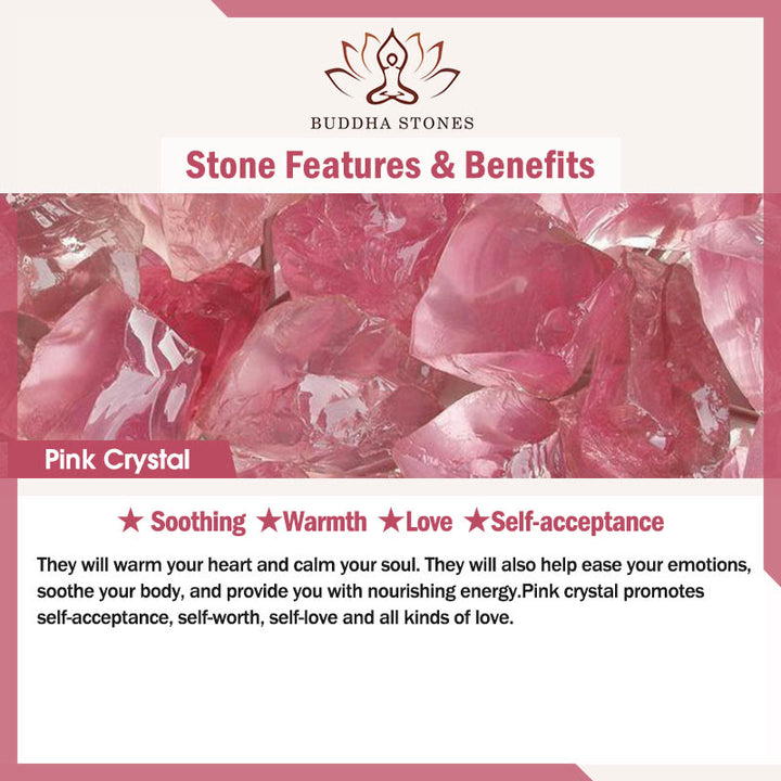 Buddha Stones Natural Flower Garnet Pink Crystal Calm Double Wrap Bracelet