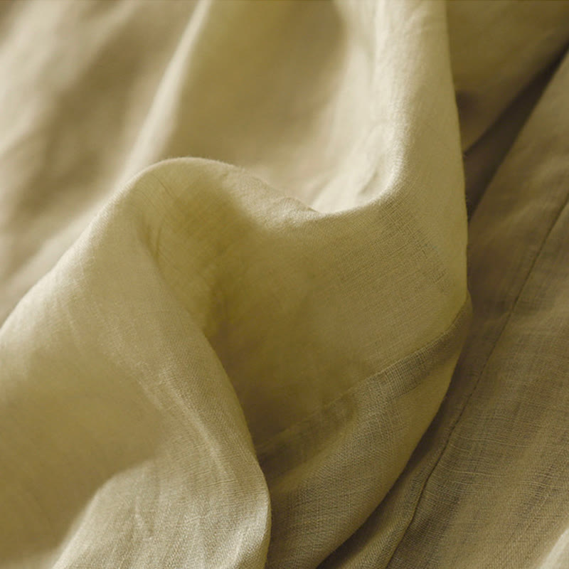 Buddha Stones Summer Embroidery Double Layer Cotton Linen Women's Wide Leg Pants With Pockets - image 5