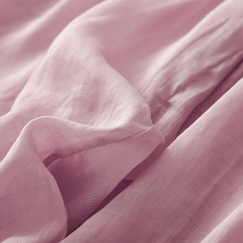 Buddha Stones Summer Embroidery Double Layer Cotton Linen Women's Wide Leg Pants With Pockets - image 12