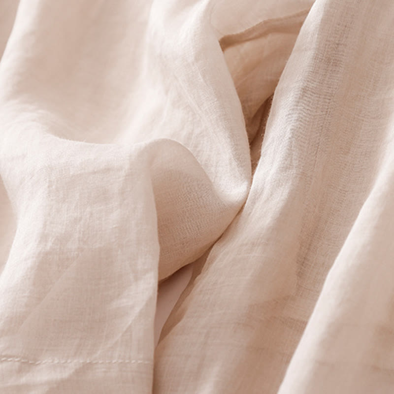 Buddha Stones Summer Embroidery Double Layer Cotton Linen Women's Wide Leg Pants With Pockets - image 22