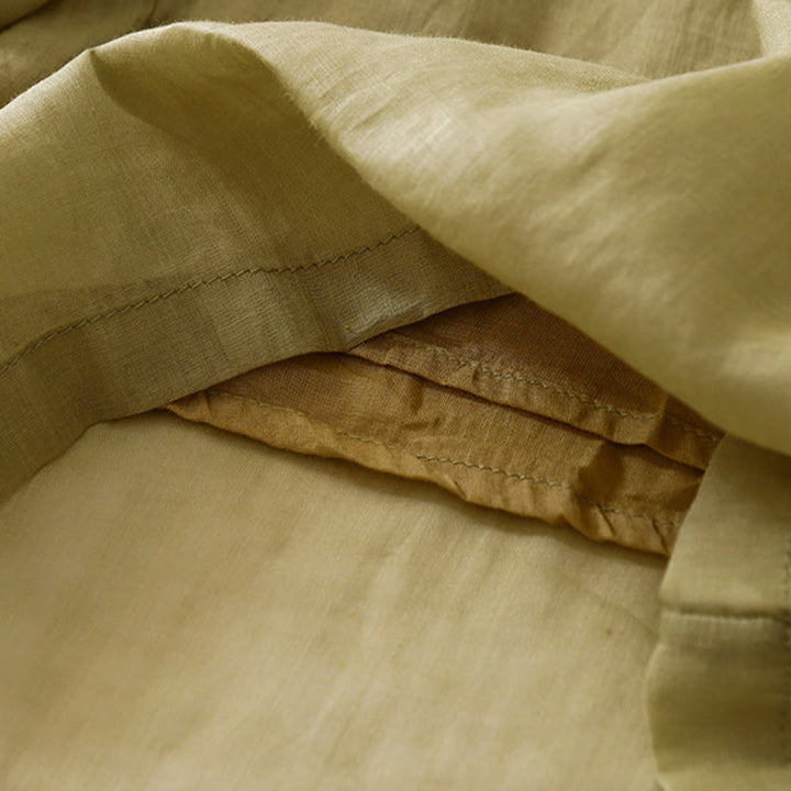 Buddha Stones Summer Embroidery Double Layer Cotton Linen Women's Wide Leg Pants With Pockets - image 4