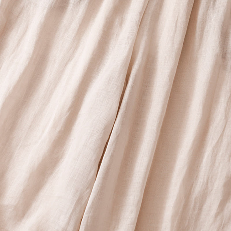 Buddha Stones Summer Embroidery Double Layer Cotton Linen Women's Wide Leg Pants With Pockets - image 21