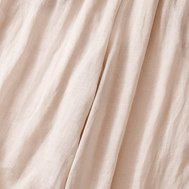 Buddha Stones Summer Embroidery Double Layer Cotton Linen Women's Wide Leg Pants With Pockets - image 21