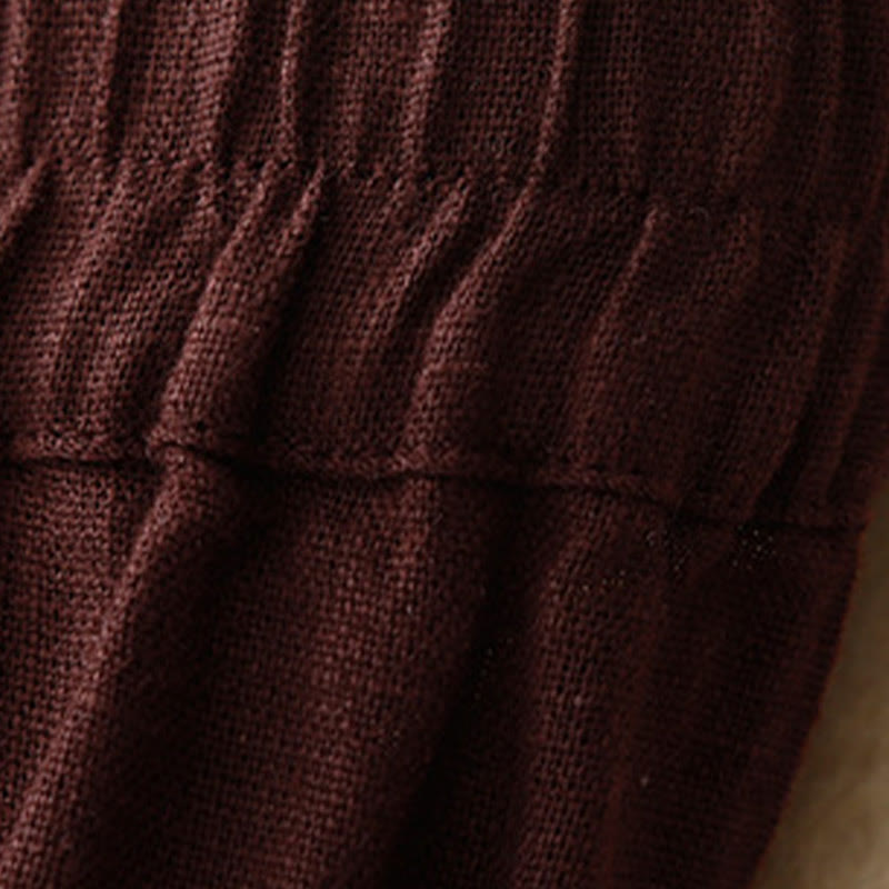 Buddha Stones Summer Casual Simple Design Linen Women's Wide Leg Pants With Zipper Pockets - image 28