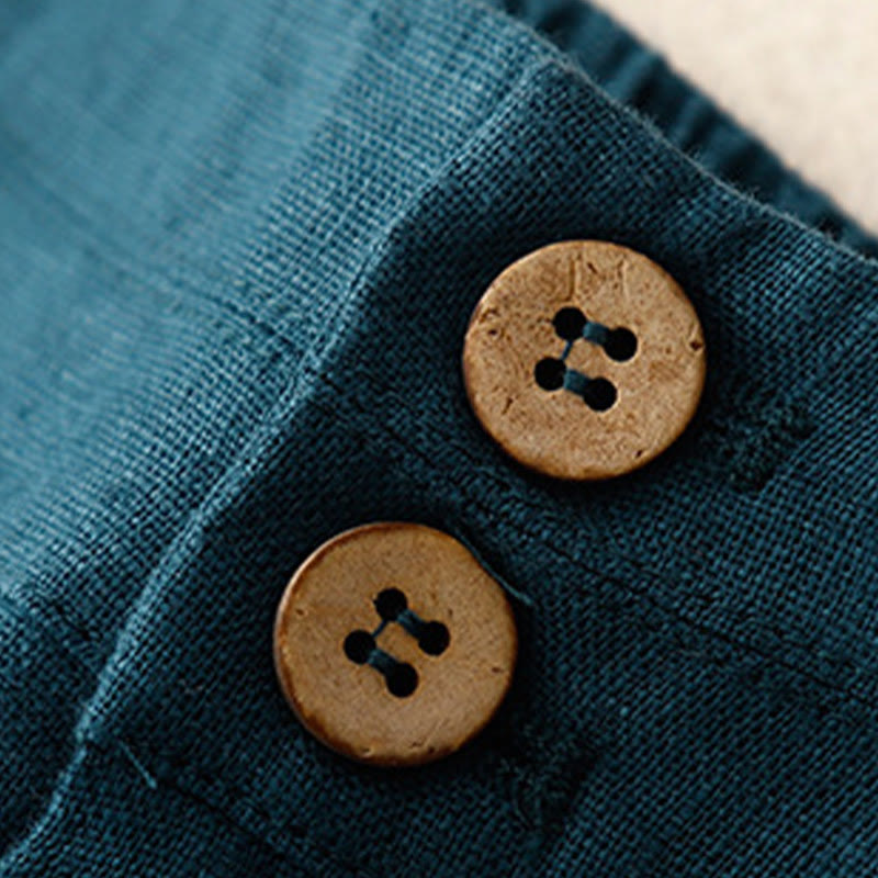 Buddha Stones Summer Casual Simple Design Linen Women's Wide Leg Pants With Zipper Pockets - image 2