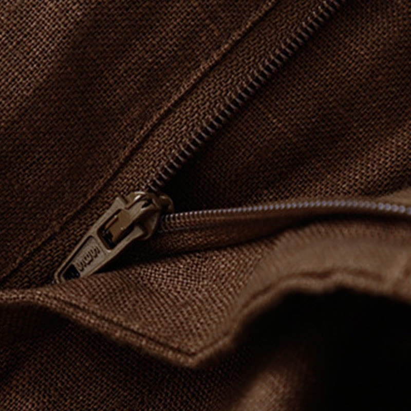 Buddha Stones Summer Casual Simple Design Linen Women's Wide Leg Pants With Zipper Pockets - image 64