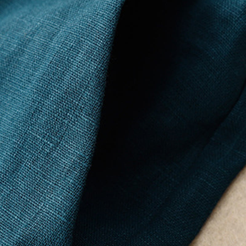 Buddha Stones Summer Casual Simple Design Linen Women's Wide Leg Pants With Zipper Pockets - image 3