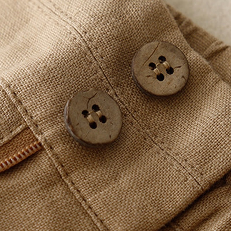 Buddha Stones Summer Casual Simple Design Linen Women's Wide Leg Pants With Zipper Pockets - image 39