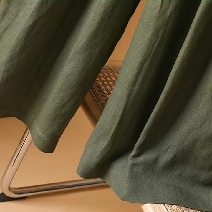 Buddha Stones Summer Casual Pure Color 7-8 Length Cotton Linen Women's Wide Leg Pants - image 6