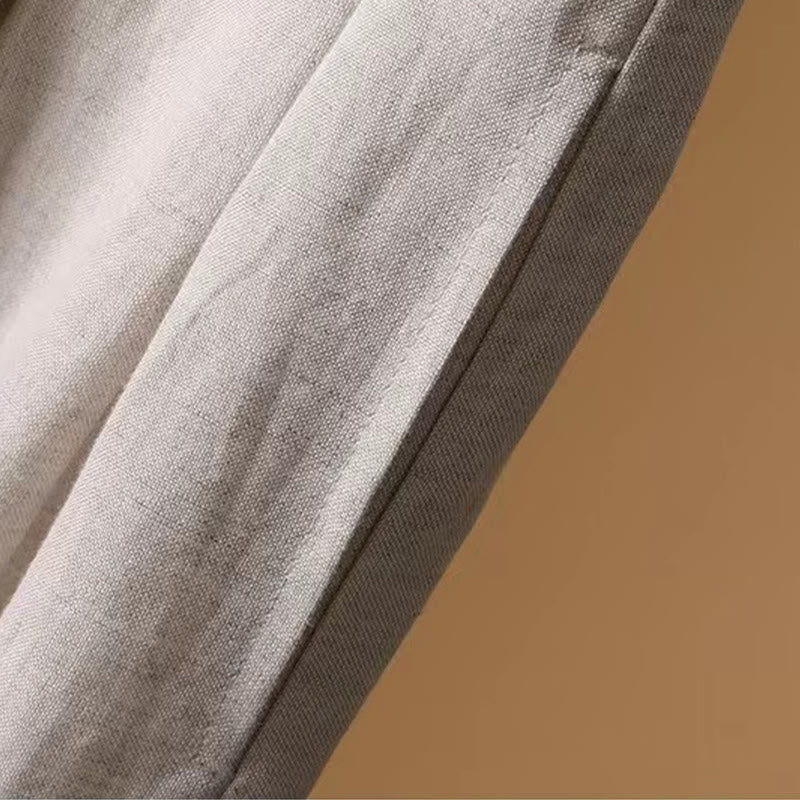 Buddha Stones Summer Casual Pure Color 7-8 Length Cotton Linen Women's Wide Leg Pants - image 22