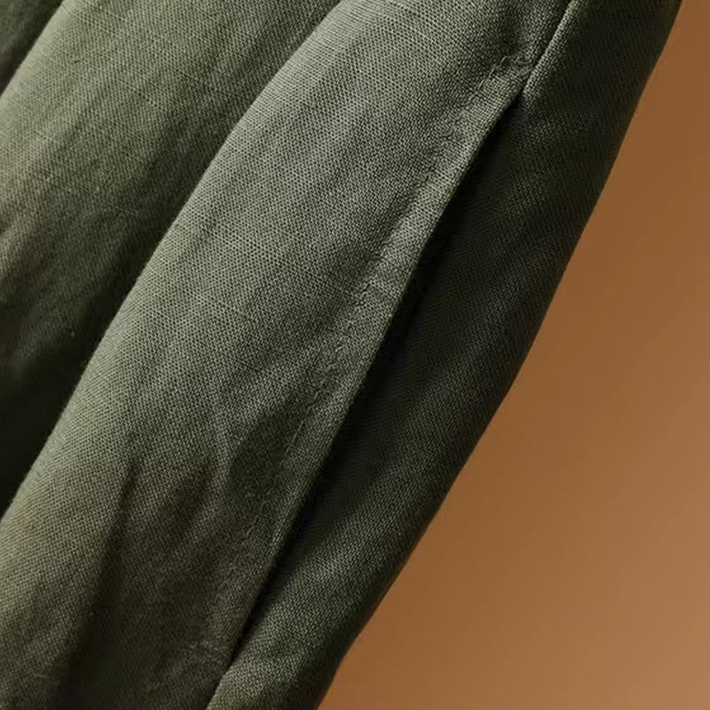 Buddha Stones Summer Casual Pure Color 7-8 Length Cotton Linen Women's Wide Leg Pants - image 5