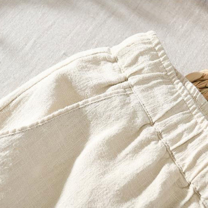 Buddha Stones Summer Casual Drawstring Ramie Linen Men's Pants With Pockets - image 18