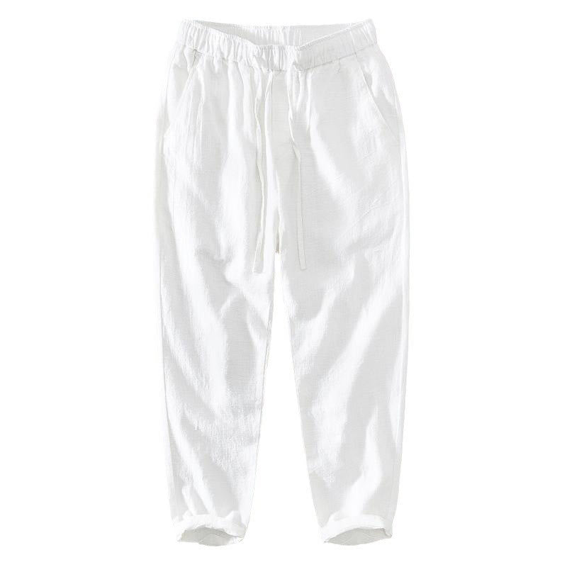 Buddha Stones Summer Casual Drawstring Ramie Linen Men's Pants With Pockets - image 9