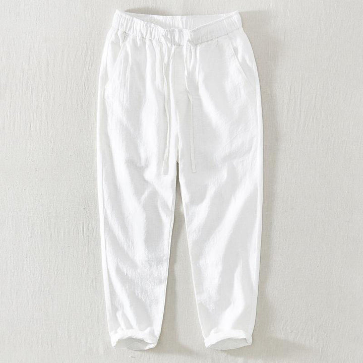 Buddha Stones Summer Casual Drawstring Ramie Linen Men's Pants With Pockets - White - US/UK/AU44，EU54 (4XL) - image 3