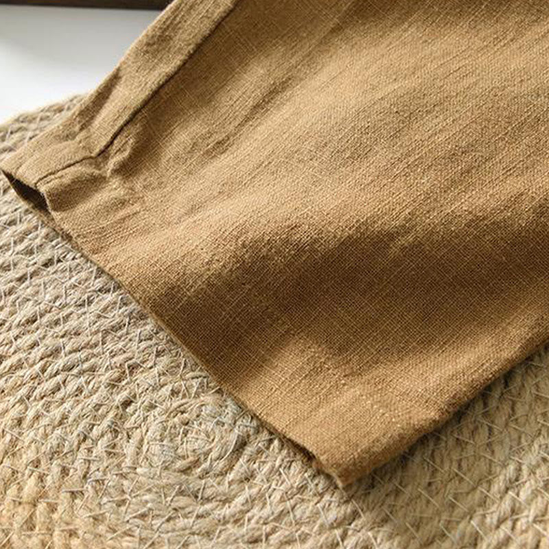 Buddha Stones Summer Casual Drawstring Ramie Linen Men's Pants With Pockets - image 23