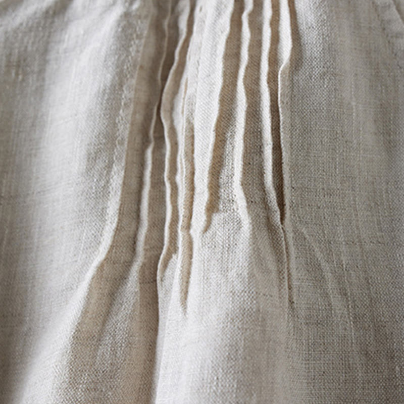 Buddha Stones Summer Daily Simple Wrinkle Design Cotton Linen Women's Shorts With Pockets - image 40