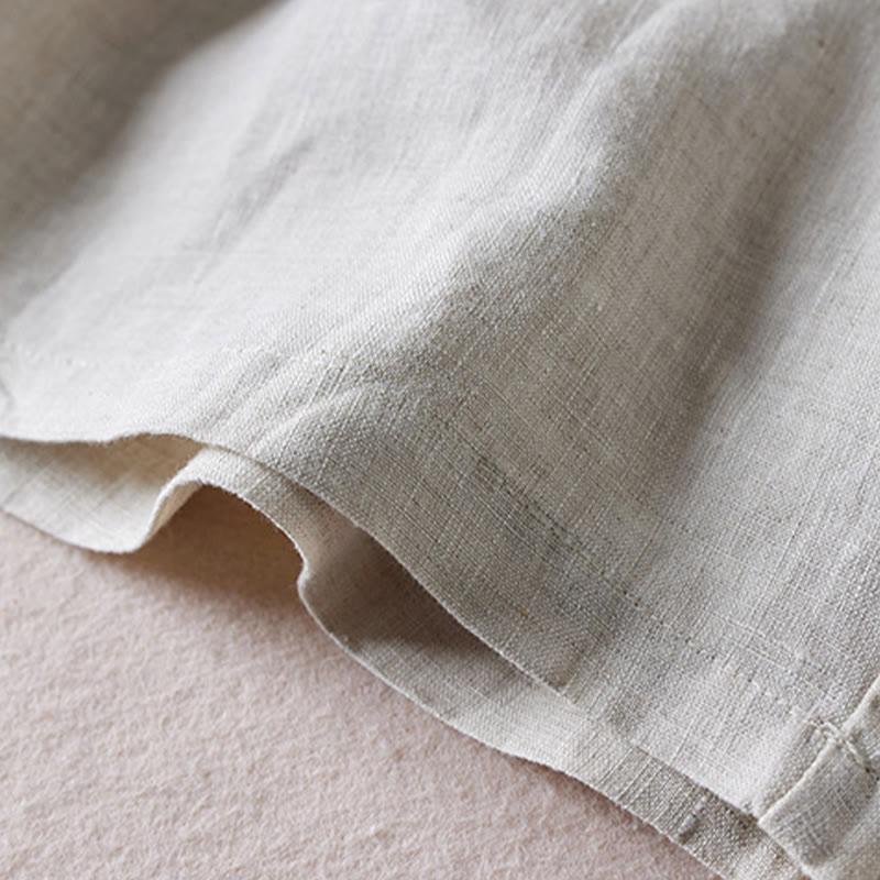 Buddha Stones Summer Daily Simple Wrinkle Design Cotton Linen Women's Shorts With Pockets - image 42