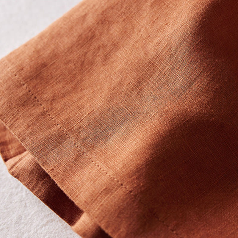 Buddha Stones Summer Daily Simple Wrinkle Design Cotton Linen Women's Shorts With Pockets - image 5