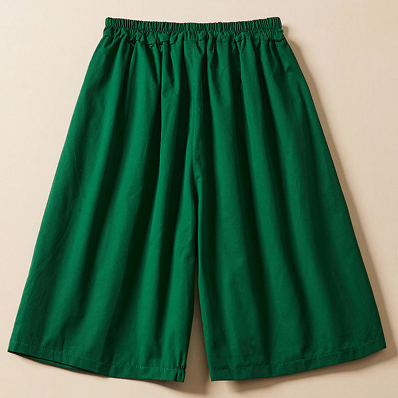 Buddha Stones Casual Solid Color Wrinkle Design Drawstring Cotton Women's Shorts With Pockets - image 9