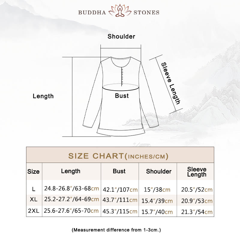 Buddha Stones Casual Embroidery Flower Round Neck Long Sleeve Cotton Linen Top Women's Shirts - image 5