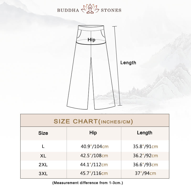 Buddha Stones Casual Solid Color One Button Cotton Linen Women's Wide Leg Pants With Pockets