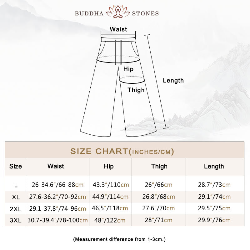Buddha Stones Plain Color 7-8 Length Capri Cropped Pants Cotton Linen Women's Wide Leg Pants With Pockets - image 6