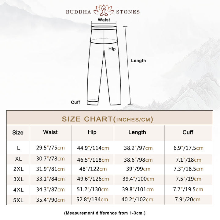 Buddha Stones 2Pcs Zen Tang Suit Men's Frog-Button Long Sleeve Shirt Pants Set With Pockets - image 7