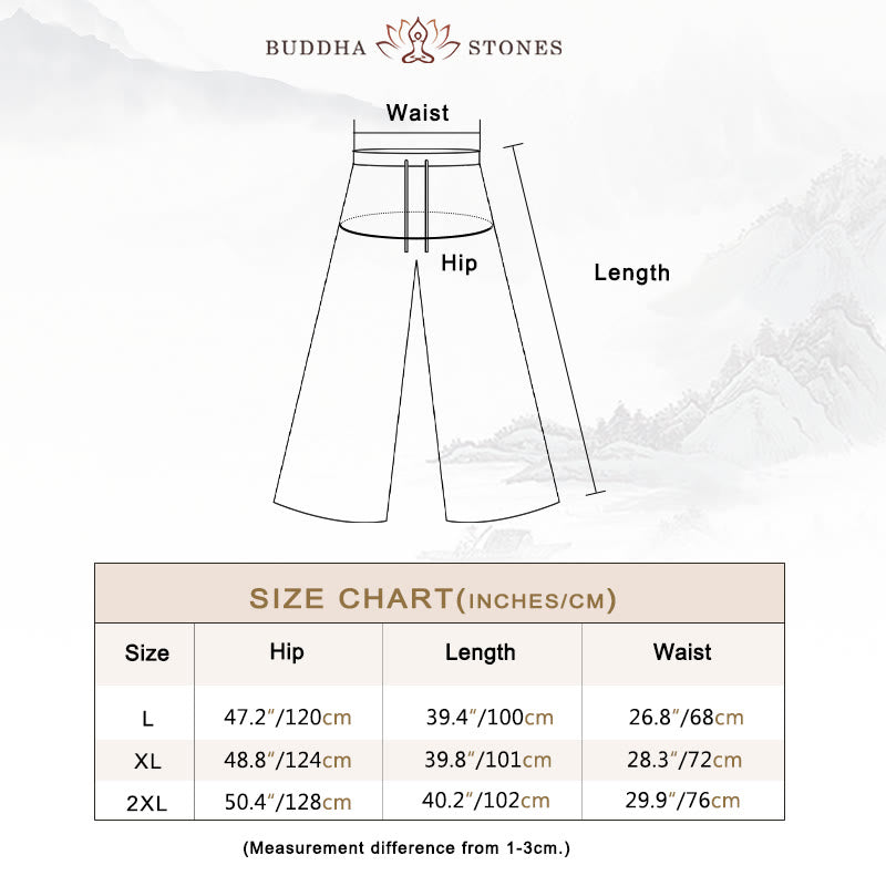 Buddha Stones Casual Solid Color Lace-up Women's Wide Leg Pants