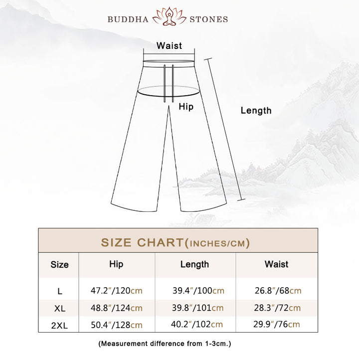 Buddha Stones Casual Solid Color Lace-up Women's Wide Leg Pants