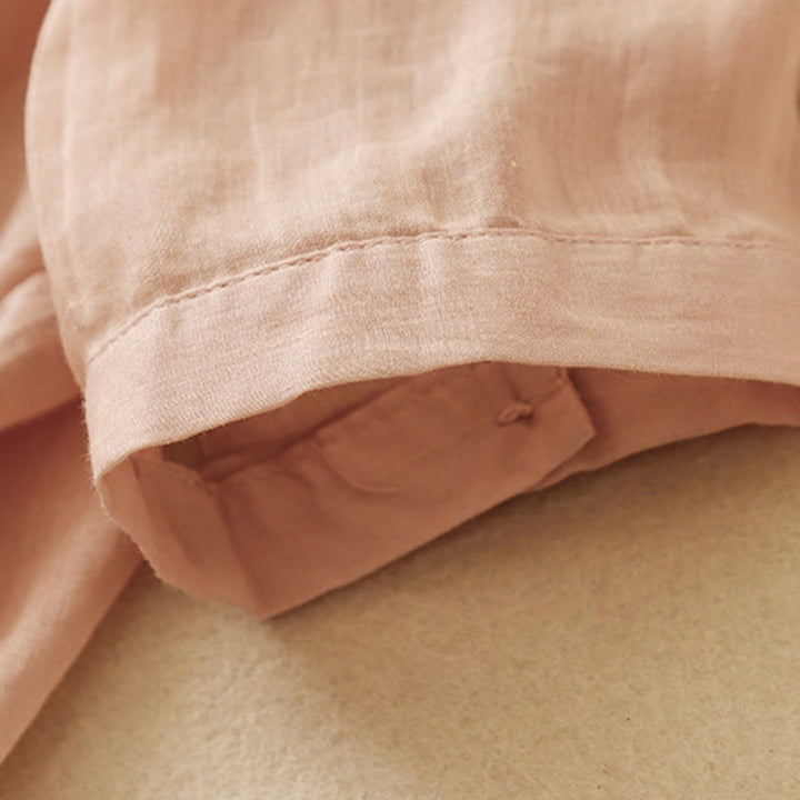 Buddha Stones Plain Frog-Button Embroidery Vine Long Sleeve Slanted Collar Cotton Linen Women's Shirt - image 5