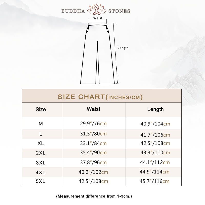 Buddha Stones Solid Color Cotton Linen Men's Wide Leg Pants With Pockets - image 3