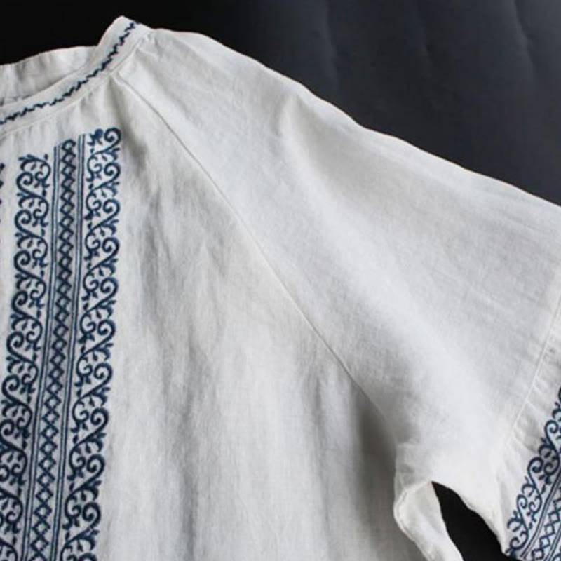 Buddha Stones Ethnic Embroidery Bohemian Pattern Long Sleeve Crew Neck Women's Shirt - image 2