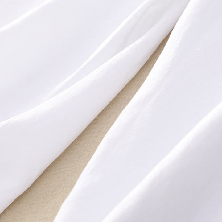 Buddha Stones Summer Plain Color 7-8 Length Cotton Linen Women's Wide Leg Pants With Pockets Zipper - image 16