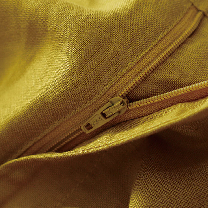 Buddha Stones Summer Plain Color 7-8 Length Cotton Linen Women's Wide Leg Pants With Pockets Zipper - image 1