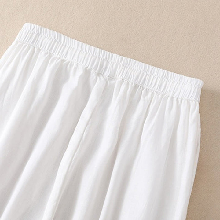 Buddha Stones Pure Color Drawstring Frog-Button Cotton Linen Women's Harem Pants With Pockets