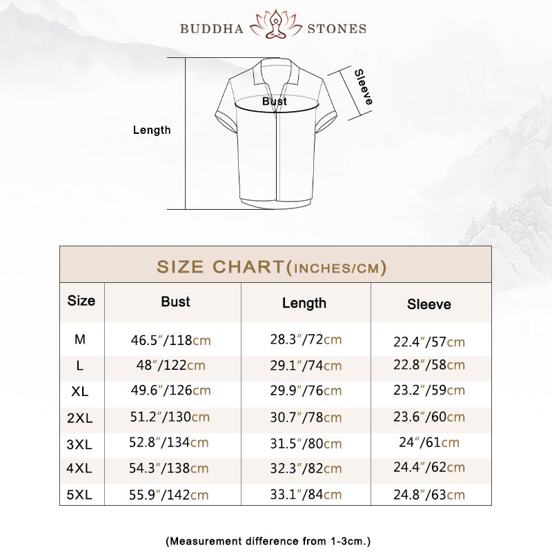 Buddha Stones Men's Shirt Solid Color Lapel Top Short Sleeve Comfy Button Crease Cotton Linen Shirt - image 5