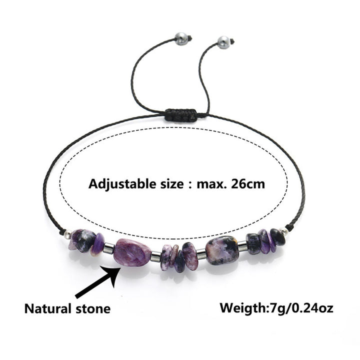 Buddha Stones Live In The Moment Charoite Hematite Powerful Bracelet