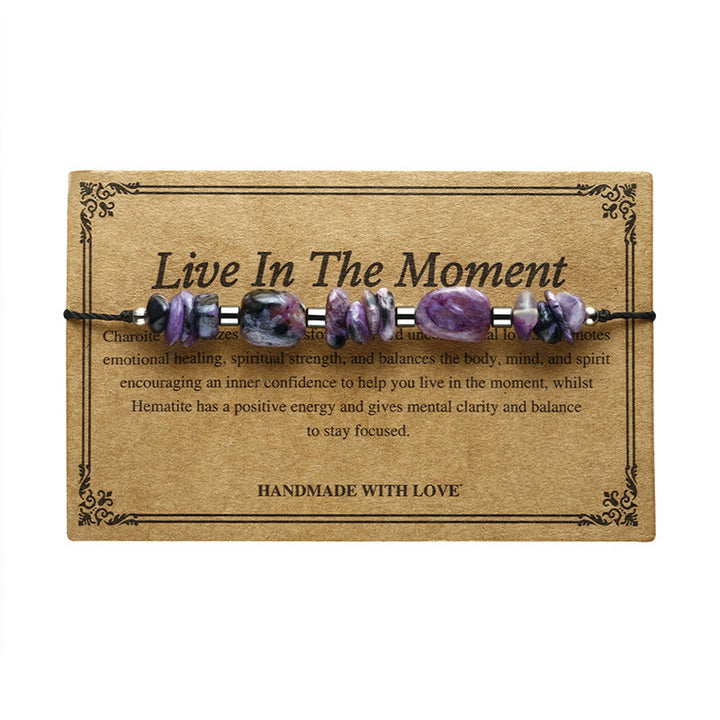 Buddha Stones Live In The Moment Charoite Hematite Powerful Bracelet - image 10