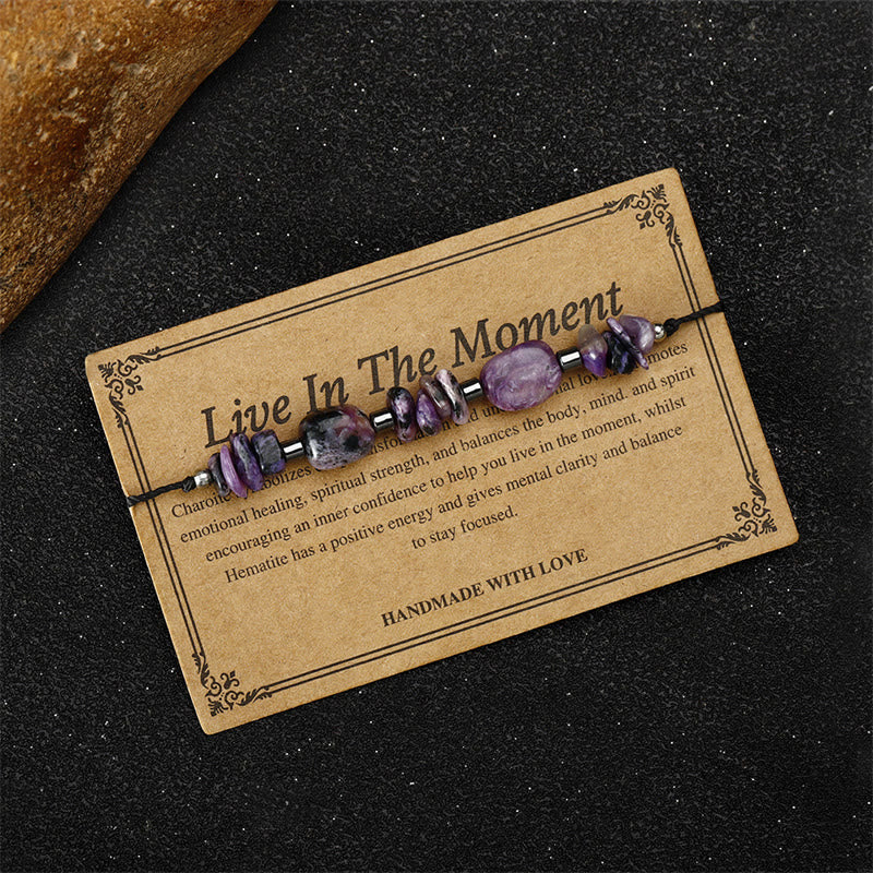 Buddha Stones Live In The Moment Charoite Hematite Powerful Bracelet