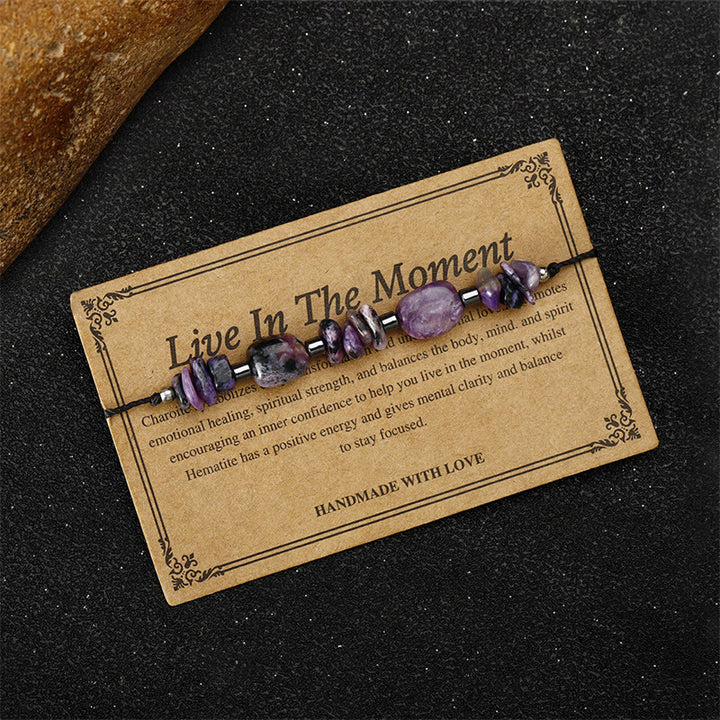 Buddha Stones Live In The Moment Charoite Hematite Powerful Bracelet