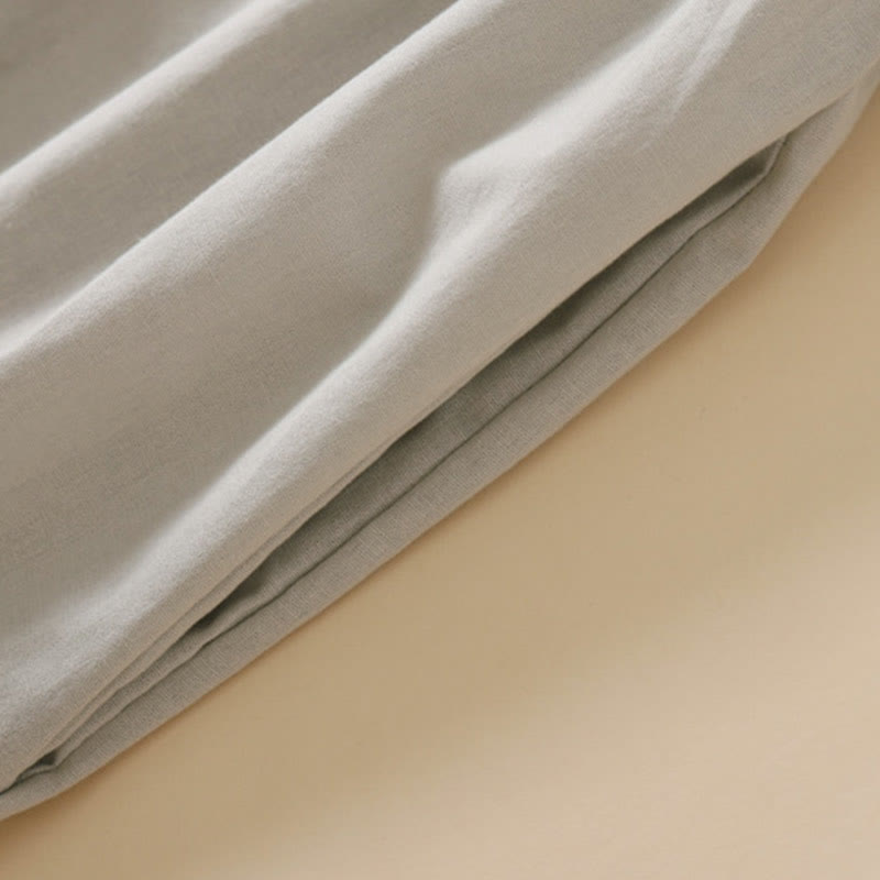 Buddha Stones Summer Buttons Design Short Sleeve Cotton Linen Midi Dress With Pockets - image 12